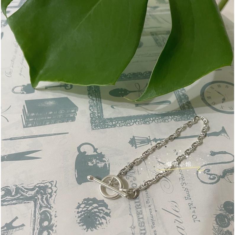 《現貨》925純（啦啦小姐）銀豬鼻手鍊，OT釦手鍊，氣質個性手鍊-細節圖3