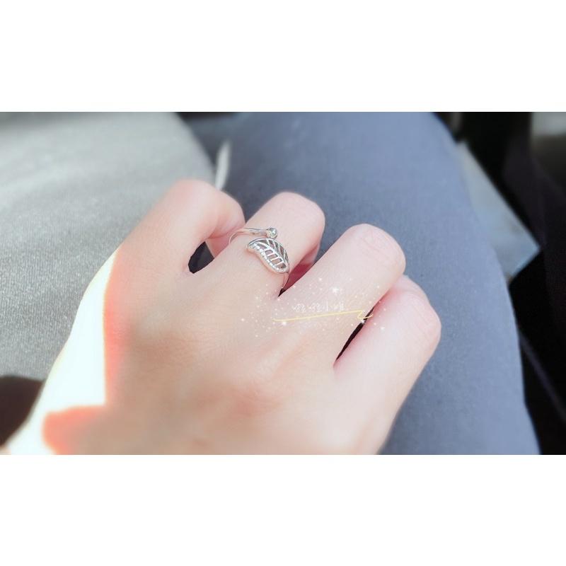 《啦啦小姐》鏤空葉子戒指，925純銀戒指，可調整開口戒指，個性 百搭-細節圖2