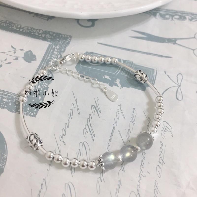 （啦啦小姐）拉長石手鍊，天然石，925純銀，水晶手鍊-細節圖2