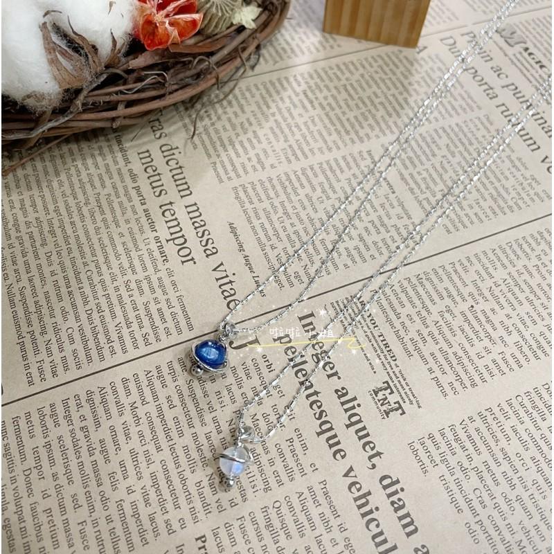 （啦啦小姐）🇹🇼現貨，星球，925純銀項鍊，藍晶石，月光石，天然水晶項鍊，生日禮物，情人節禮物-細節圖2