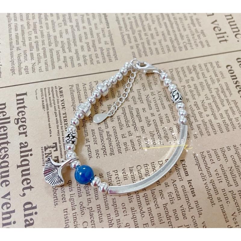 ［啦啦小姐］925純銀手工設計，純銀手鍊，藍晶石，方銀管純銀-細節圖3