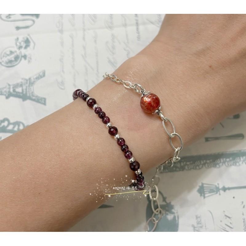（啦啦小姐）石榴石，925純銀手工設計，天然水晶手鍊，紅石榴，紫牙烏-細節圖2