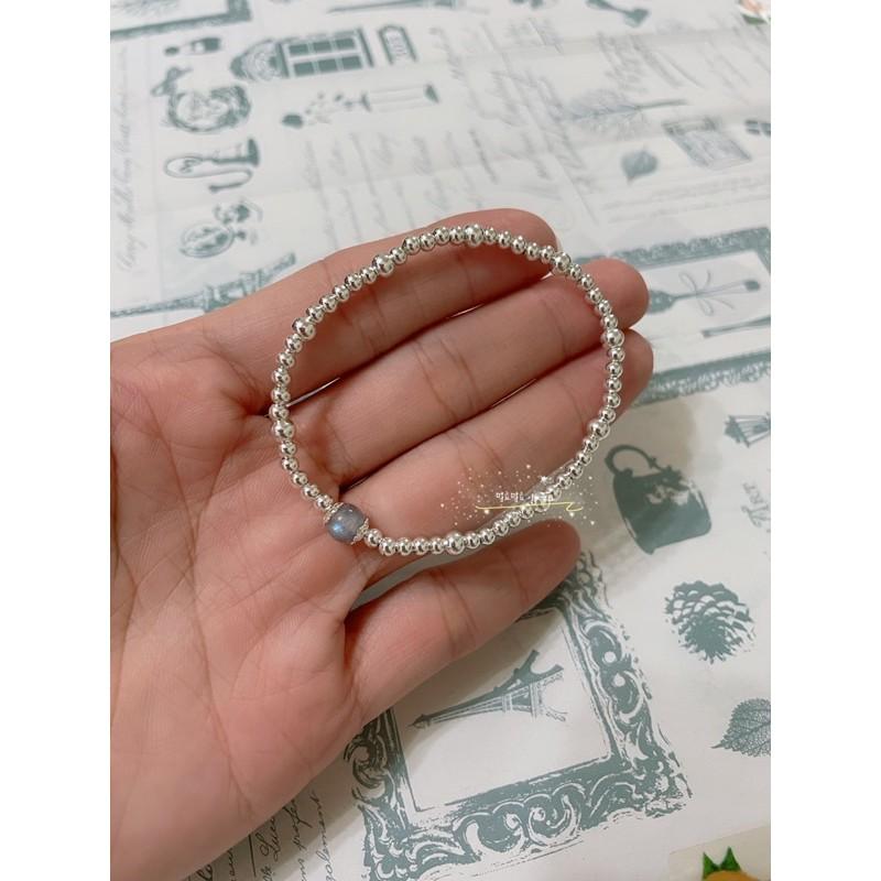 （啦啦小姐）拉長石純銀設計手鍊，925純銀手鍊，彈性線手環-細節圖3