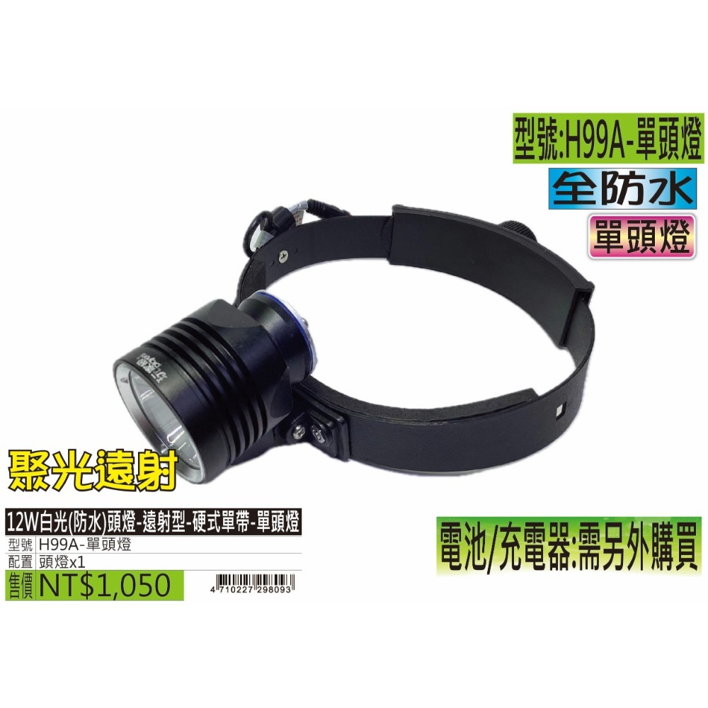 玩家級-H99A-12W白光(防水)頭燈-遠射型-硬式單帶-規格圖5