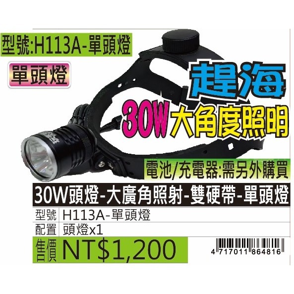H113A-30W頭燈-大廣角照射-雙硬帶-規格圖5