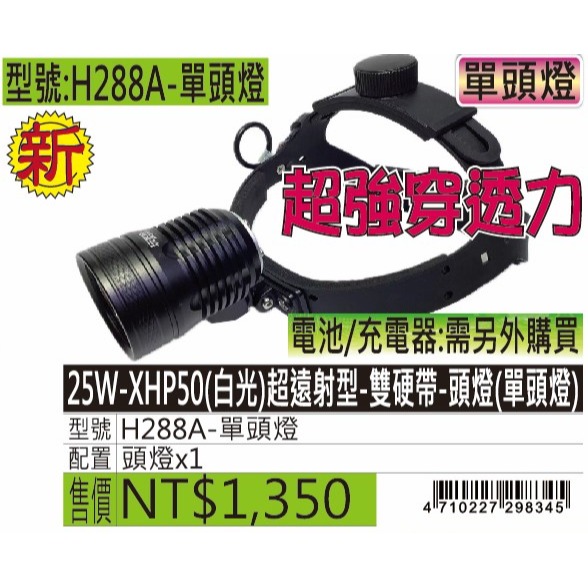 H288A-25W-XHP50(白光)超遠射型-雙硬帶-頭燈-規格圖5