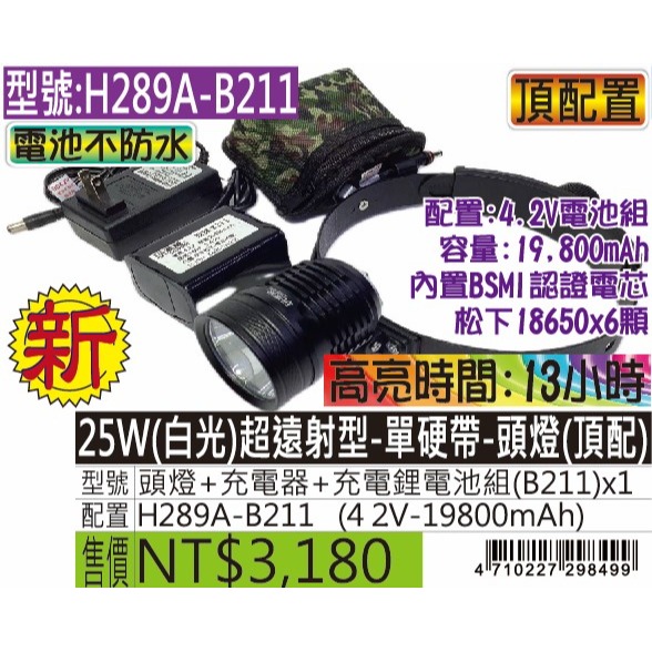 H289A-25W(白光)超遠射型-單硬帶-頭燈-規格圖5