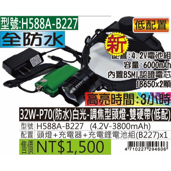 H588A-32W-P70(防水)白光-調焦型頭燈-雙硬帶-規格圖5