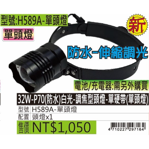 H589A-32W-P70(防水)白光-調焦型頭燈-單硬帶-規格圖5