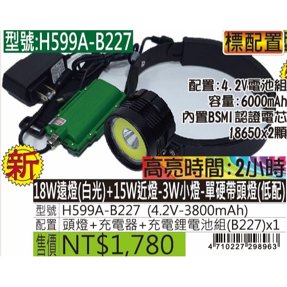H599A-18W遠燈(白光)+15W近燈-單硬帶頭燈-規格圖5