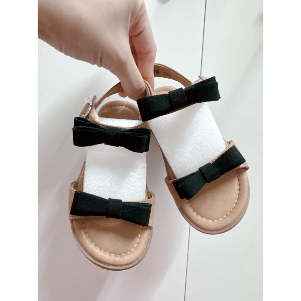 紫瑜家正韓  BZ 日雜風蝴蝶結涼鞋 黑色 尺碼15-細節圖2