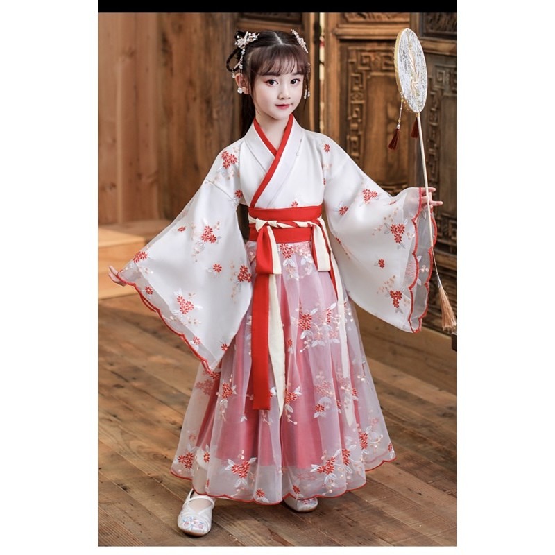 （套組）女童漢服古裝 超仙小女孩 樱花公主 夏装 萬聖節裝扮 古裝裝扮 cosplay-規格圖7