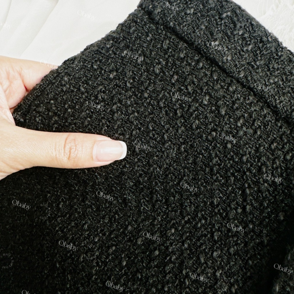 小香風短褲 黑色短褲 秋冬短褲 單釦素面短褲 顯瘦 時尚百搭 黑色-細節圖4