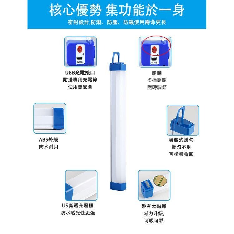 【現貨 快速出貨！高亮節能 光線均勻】USB充電燈管 多W 露營 登山 LED燈 露營燈 行動燈條 燈條 應急燈管 調光-細節圖7