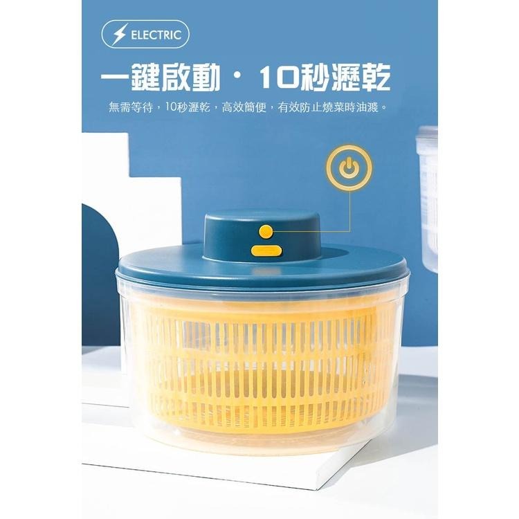 【現貨 快速出貨！一鍵啟動 輕鬆甩乾】電動脫水器 蔬果脫水器 蔬菜甩乾器 沙拉甩乾器 電動瀝水籃 蔬果瀝水盆 瀝水器 洗-細節圖2