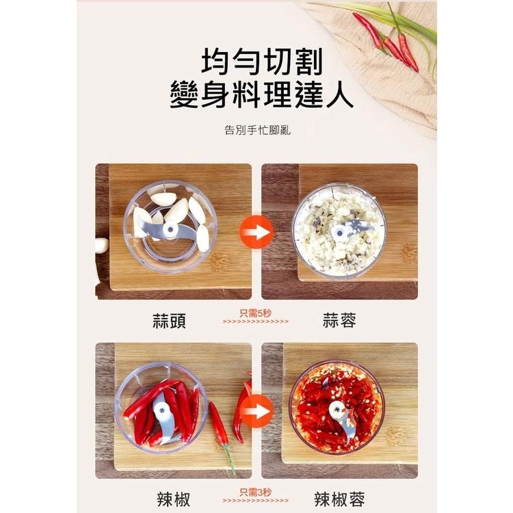 【現貨 快速出貨！一鍵啟動 快速碎食】蒜泥器 料理机 電動碎肉機 切菜器 切蒜泥 碎菜器 碎食機 調理機 打蒜蓉 搗蒜機-細節圖7