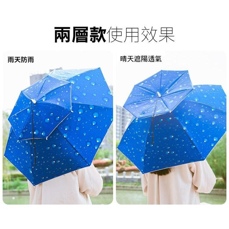 【現貨 快速出貨！通風透氣 晴雨兩用】雙層 摺疊 頭傘 遮陽避雨 頭戴傘 傘帽 帽傘 頭帶傘 雨傘帽 遮陽傘 雨傘帽 雨-細節圖6