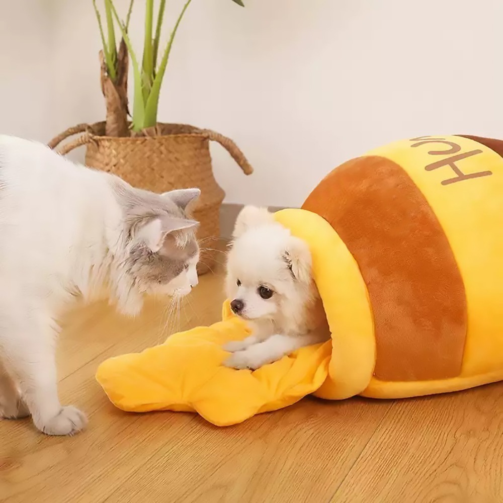 可愛蜂蜜罐造型寵物窩｜寵物舒適窩｜可拆洗可愛寵物屋-細節圖3