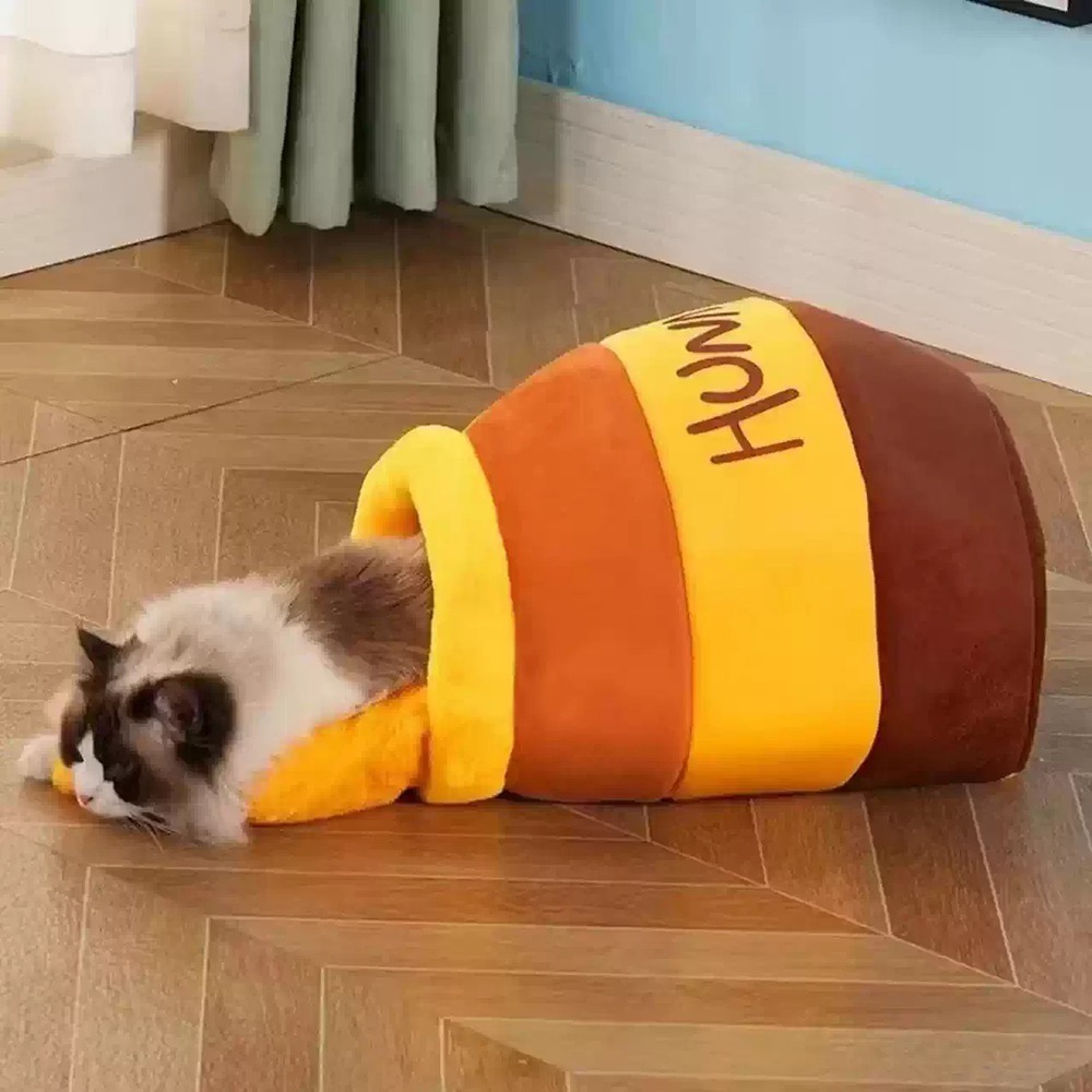 可愛蜂蜜罐造型寵物窩｜寵物舒適窩｜可拆洗可愛寵物屋-細節圖7