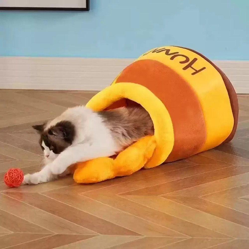 可愛蜂蜜罐造型寵物窩｜寵物舒適窩｜可拆洗可愛寵物屋-細節圖8