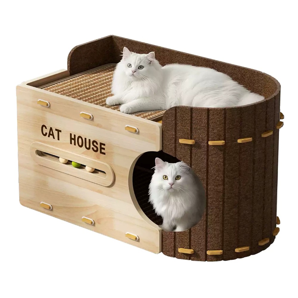 毛氈貓抓板貓窩一體多功能貓窩-細節圖6