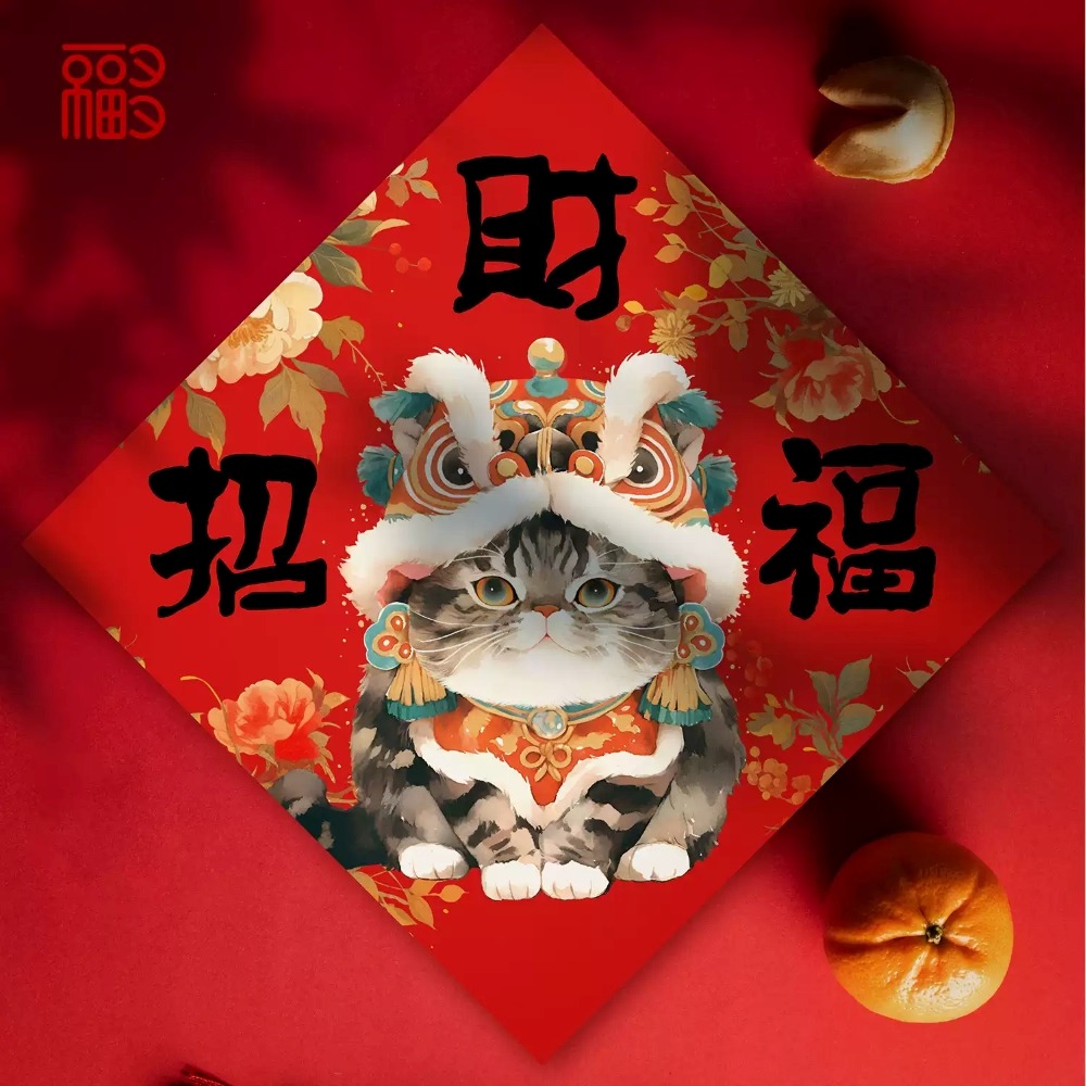 原創招財貓咪福貼 開幕喬遷之喜牆貼 新居入厝春節佈置裝飾 免釘貼紙門貼 搬家開店招財壁貼-細節圖5