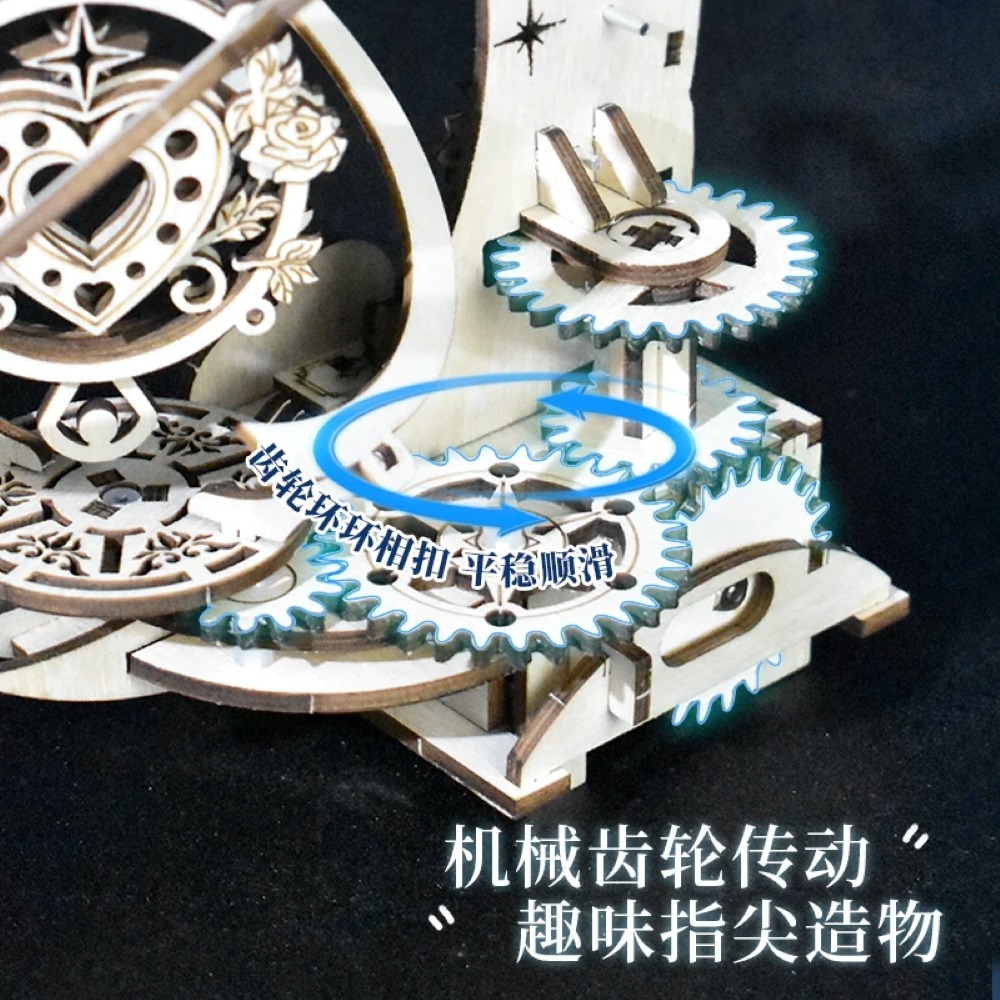 【童木趣】仲夏夜之星木質拼裝月亮音樂盒 DIY立體模型旋轉音樂盒 浪漫星空月亮擺飾 生日情人節送禮裝飾品-細節圖3