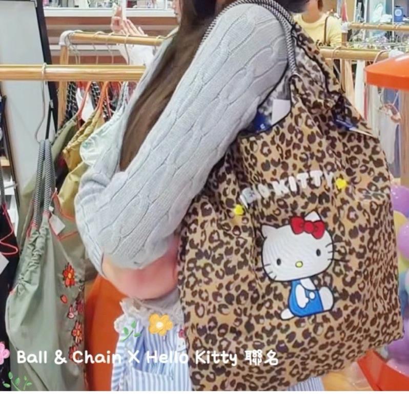 正品現貨✅ 限量Ball & Chain 𝗫 Hello Kitty聯名 復古豹紋刺繡環保袋（兩色）內文有實物拍攝影片-細節圖5
