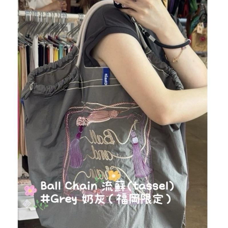 🔥現貨🇯🇵Ball & Chain 刺繡購物包（Tassel)流蘇平安穗（2️⃣+福岡限定奶灰）官網2480元-細節圖2