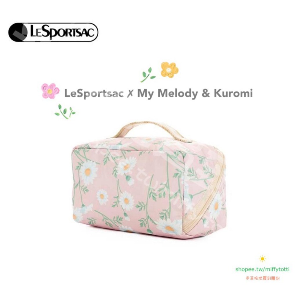 正品現貨✅LeSportsac ✗ My 美樂蒂 & 庫洛米《花園系列》可愛化妝收納包手拿包（全新未拆）-細節圖9