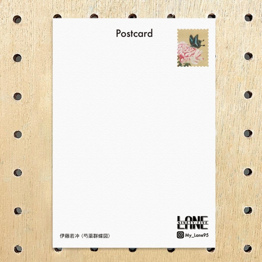 【Lane 95】伊藤若冲- 芍藥群蝶圖 明信片-細節圖2