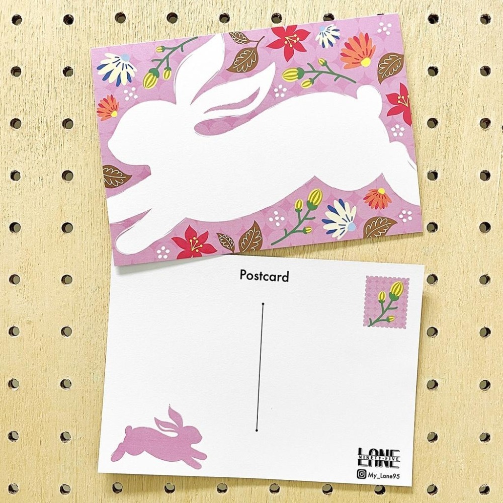 【Lane 95】兔兔入花叢：粉紅 明信片／兔子-細節圖2