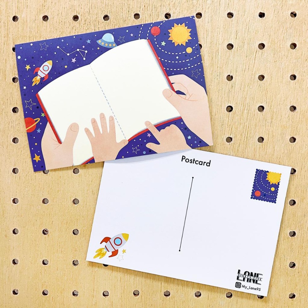 【Lane 95】親子共讀 明信片／休閒活動 宇宙 看書 閱讀-細節圖2