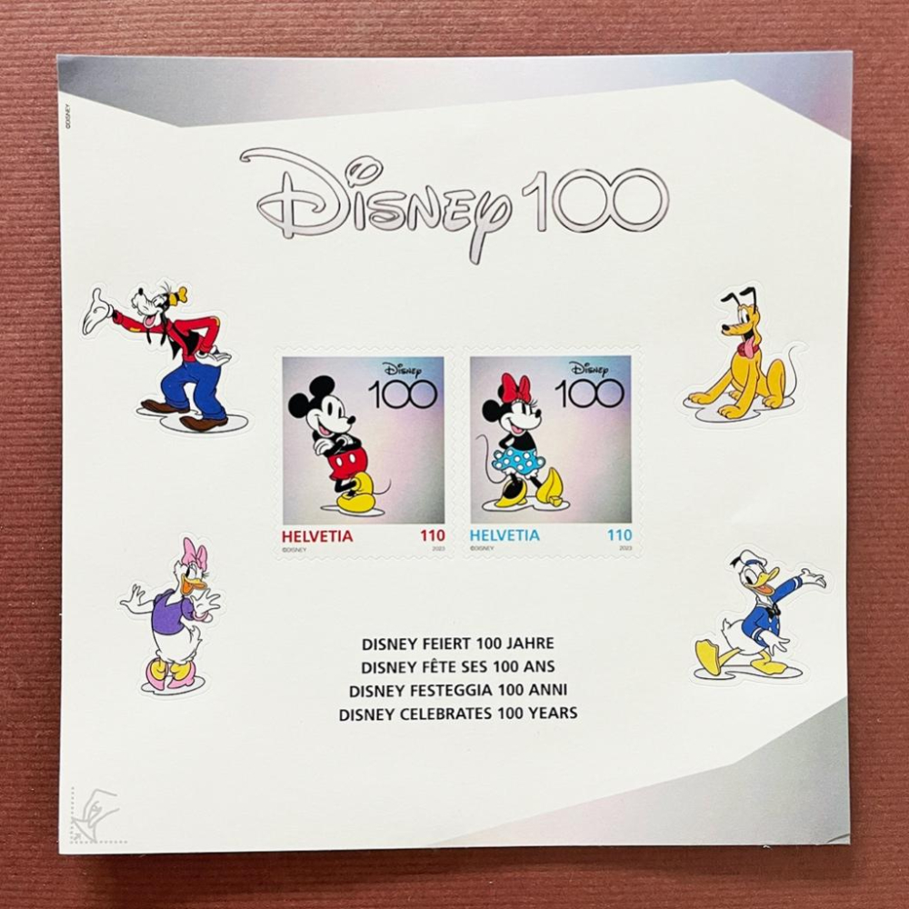 瑞士郵票🇨🇭2023年 Disney 迪士尼100週年小全張（全新未使用）-細節圖2