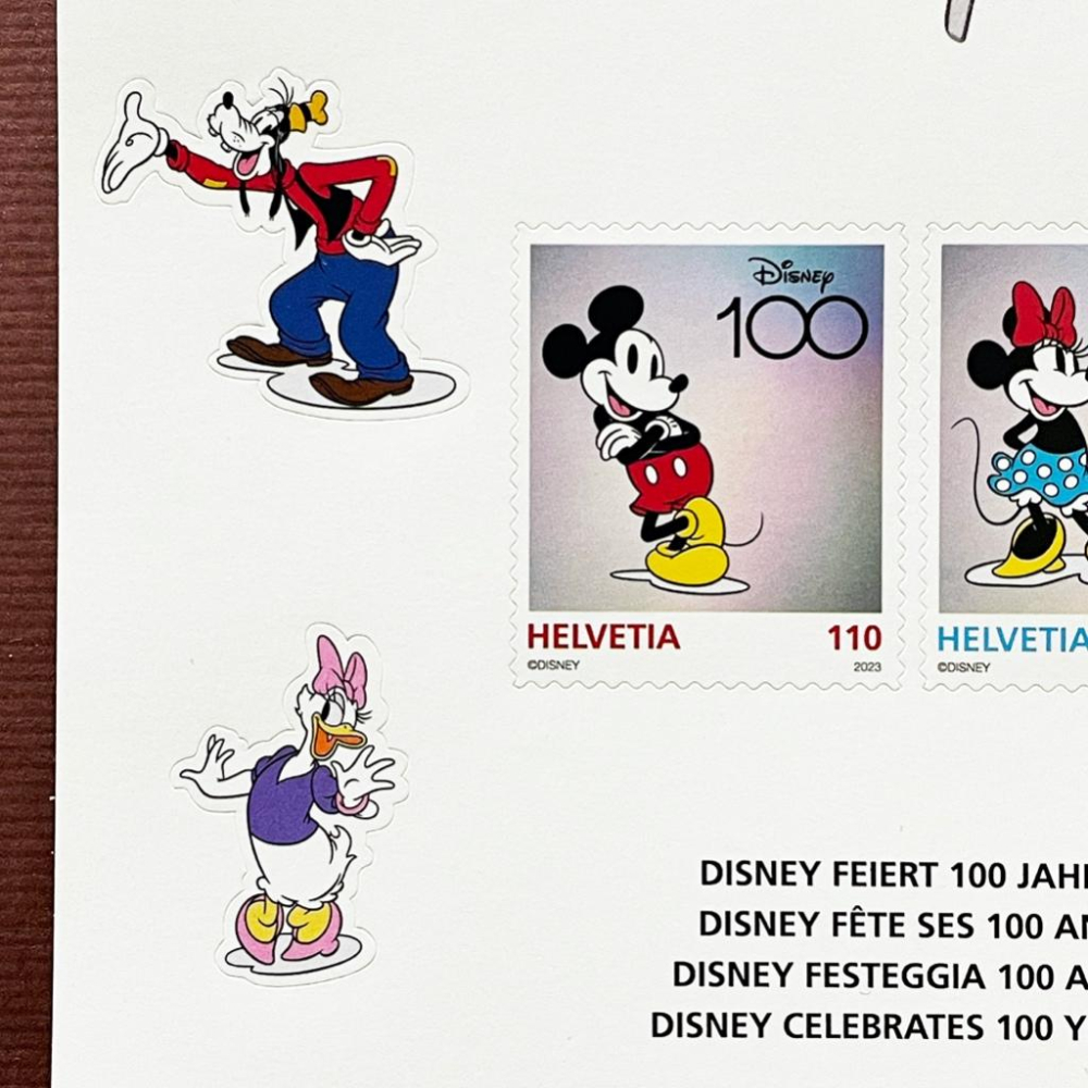 瑞士郵票🇨🇭2023年 Disney 迪士尼100週年小全張（全新未使用）-細節圖3