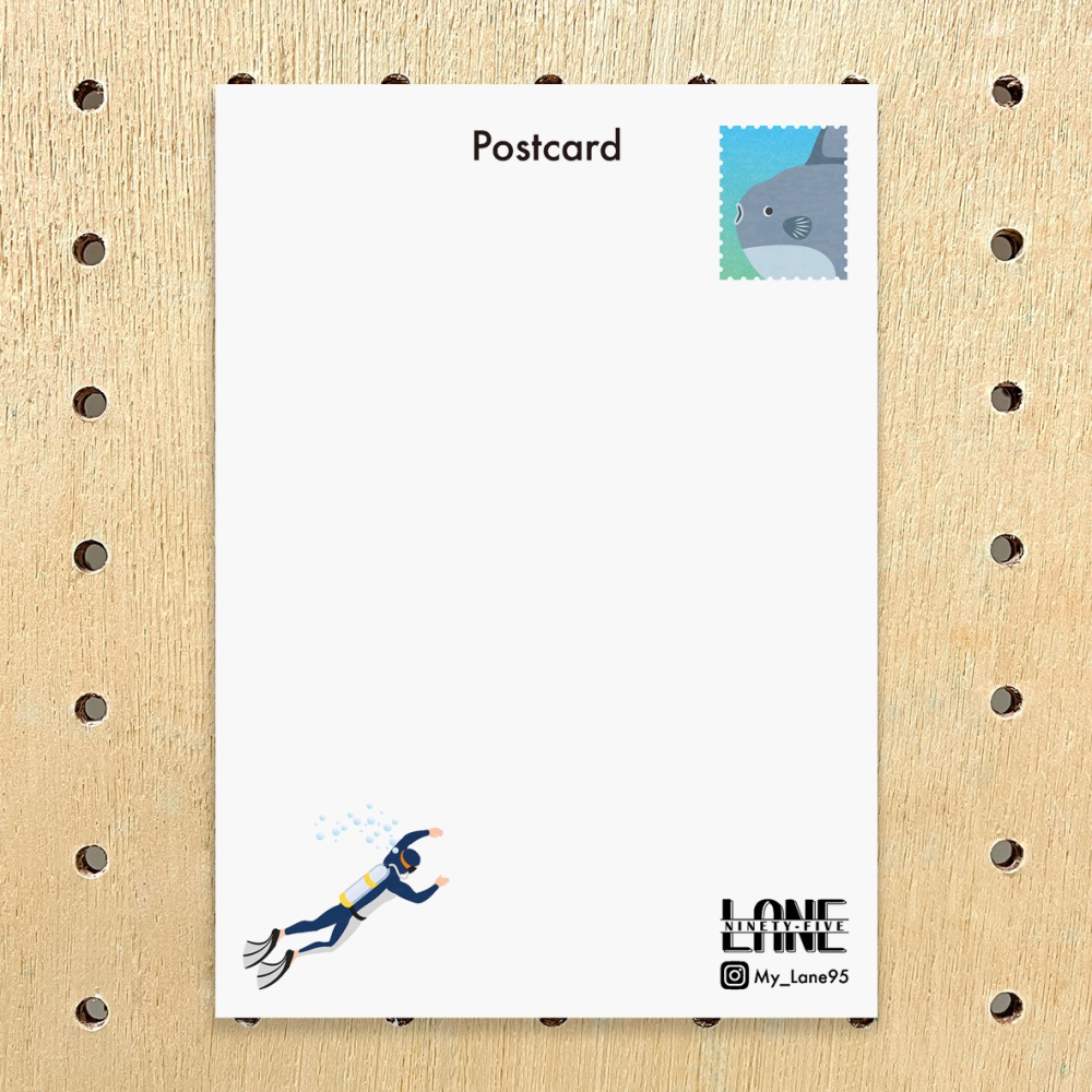 【Lane 95】翻車魚 明信片／曼波魚 潛水員-細節圖2