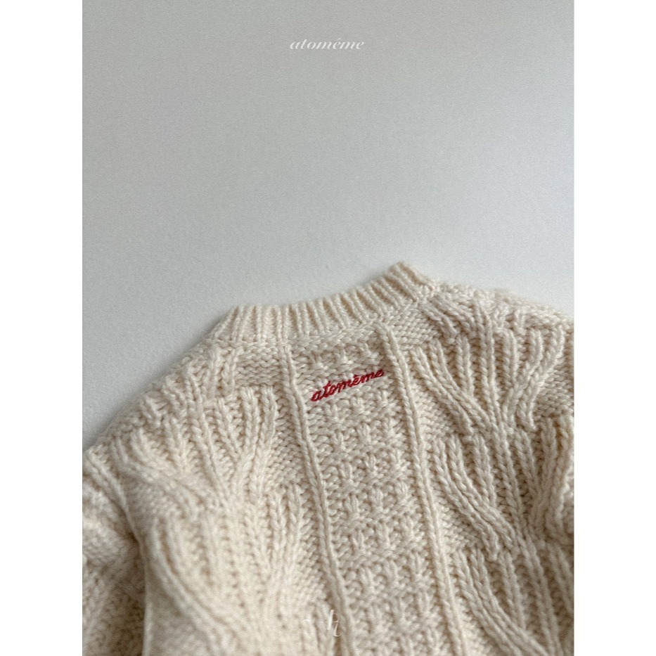 25冬 atomeme 正韓 立體花紋粗毛線外套-細節圖2