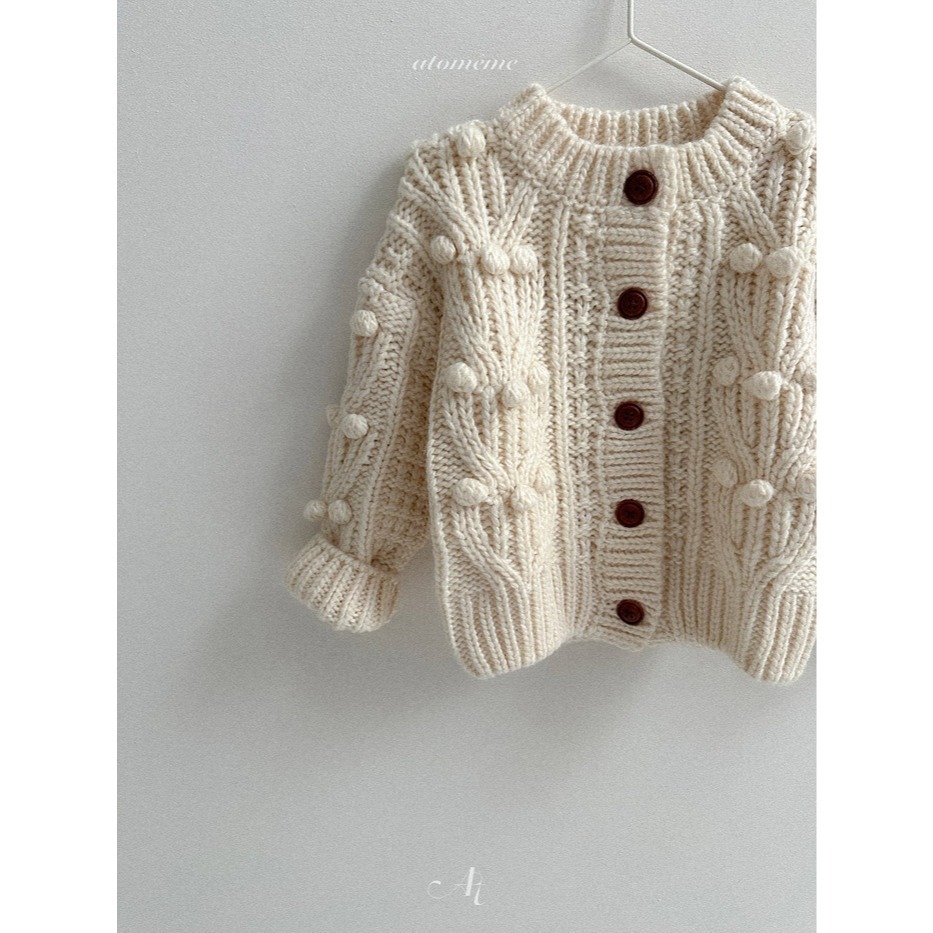 25冬 atomeme 正韓 立體花紋粗毛線外套-細節圖3