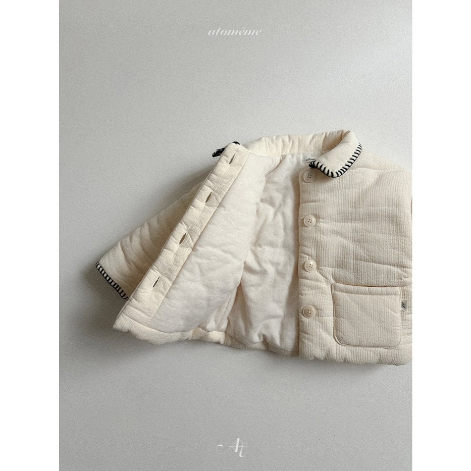 25冬 atomeme 正韓 可愛車線壓紋翻領外套 兩色-細節圖4