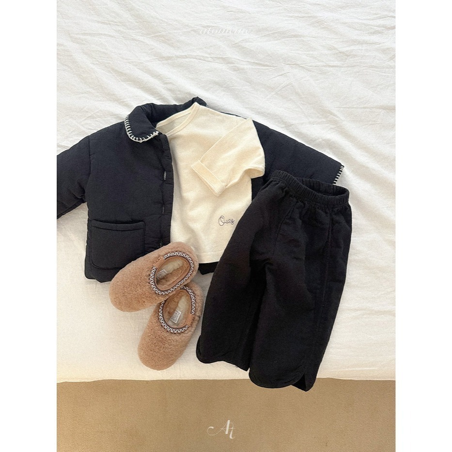 25冬 atomeme 正韓 可愛車線壓紋翻領外套 兩色-細節圖6