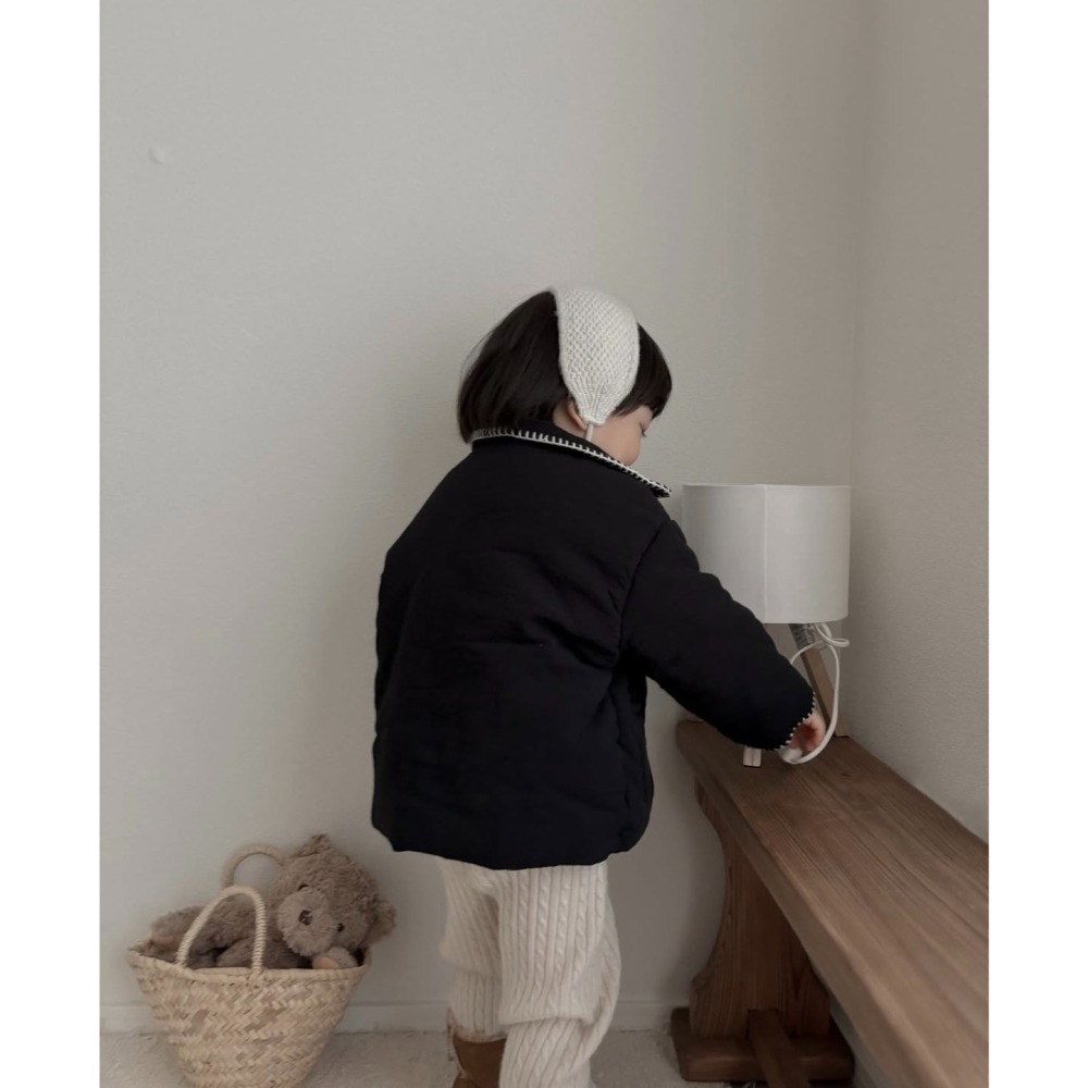 25冬 atomeme 正韓 可愛車線壓紋翻領外套 兩色-細節圖9