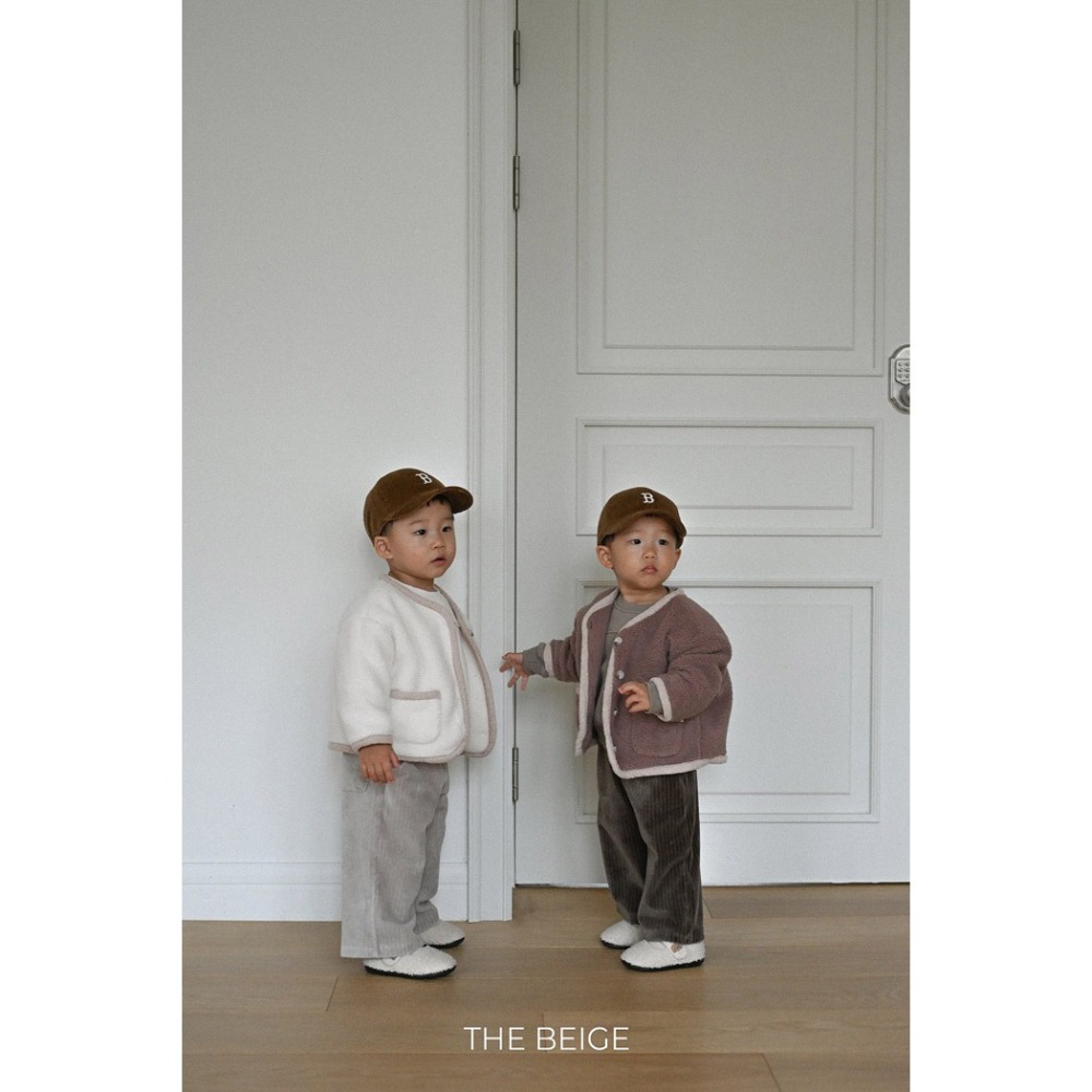 25冬 正韓 the beige Teddy 拚色滾邊外套 兩色-細節圖2