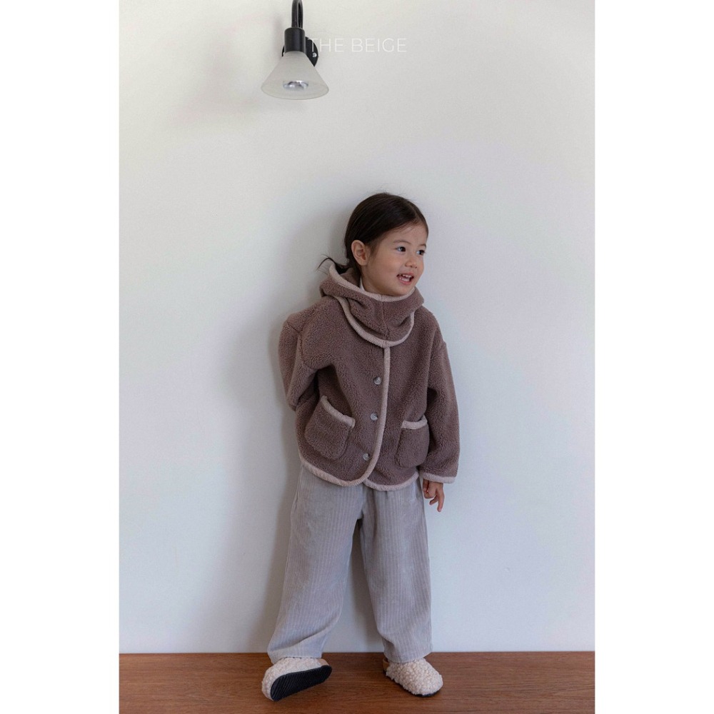 25冬 正韓 the beige Teddy 拚色滾邊外套 兩色-細節圖6