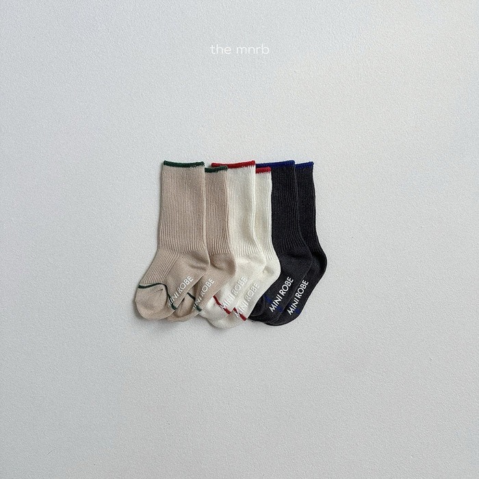 25秋 正韓 minirobe 拚色滾邊中筒襪 三色一組-細節圖2