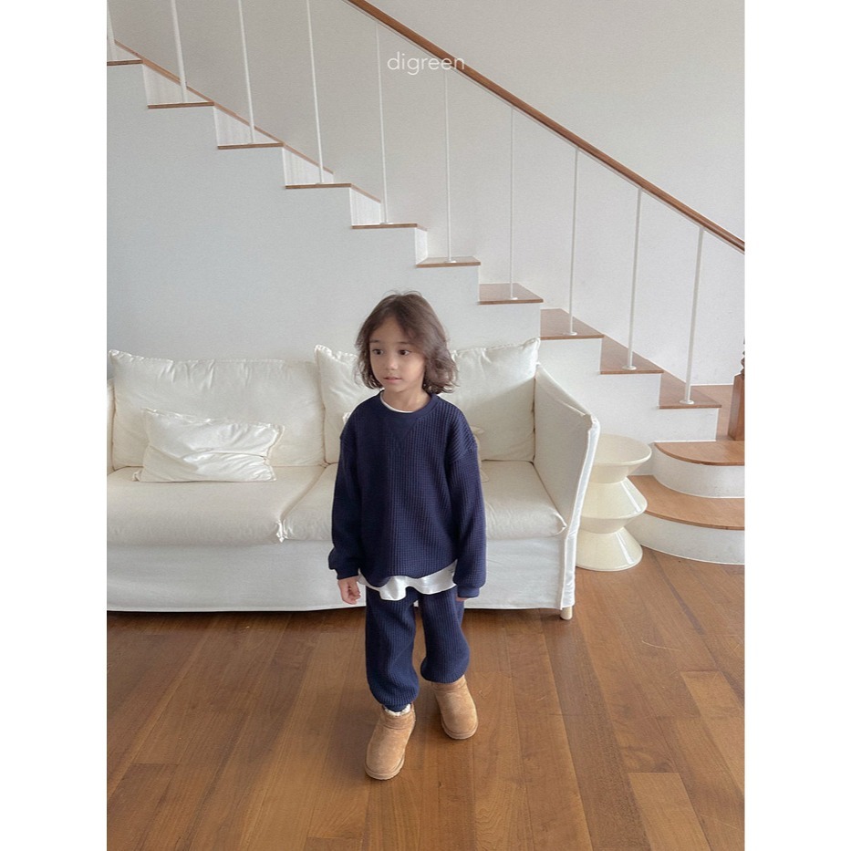 25冬 正韓 digreen 華夫格圓領長Ｔ 兩色-細節圖2