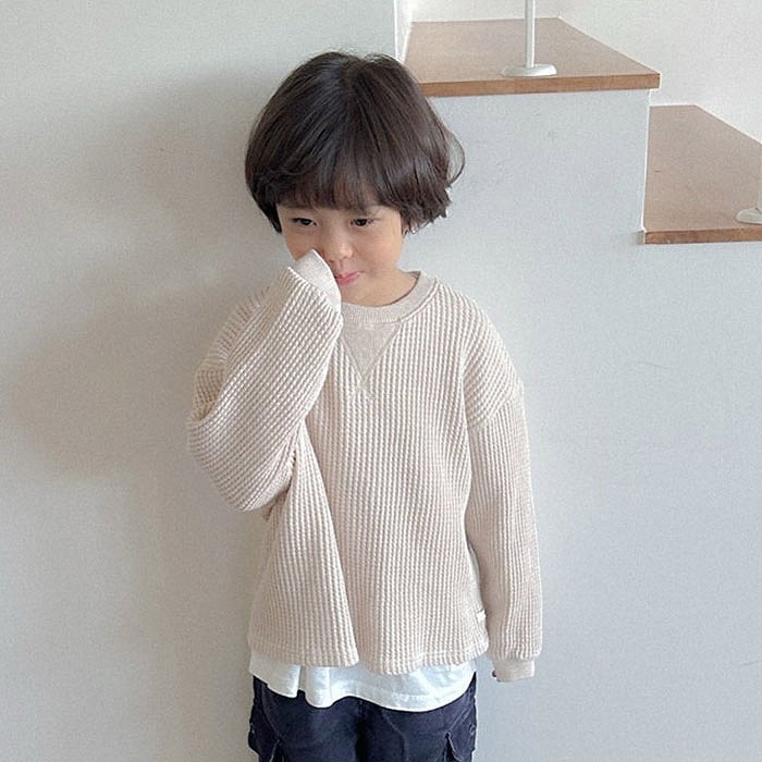 25冬 正韓 digreen 華夫格圓領長Ｔ 兩色-細節圖4