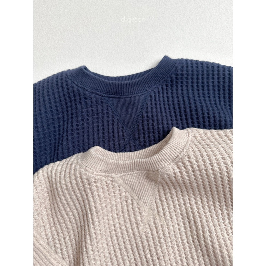 25冬 正韓 digreen 華夫格圓領長Ｔ 兩色-細節圖5