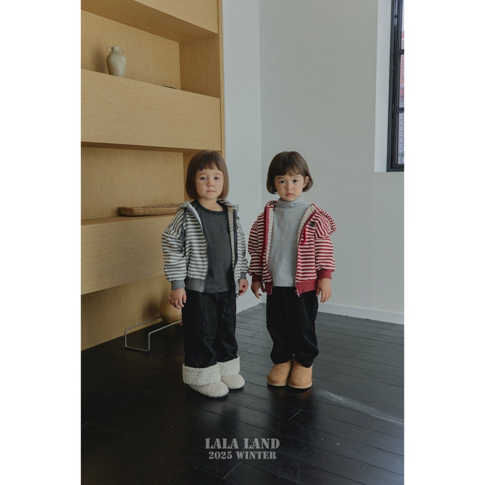 25冬 正韓 lalaland 橫條連帽外套 兩色-細節圖2