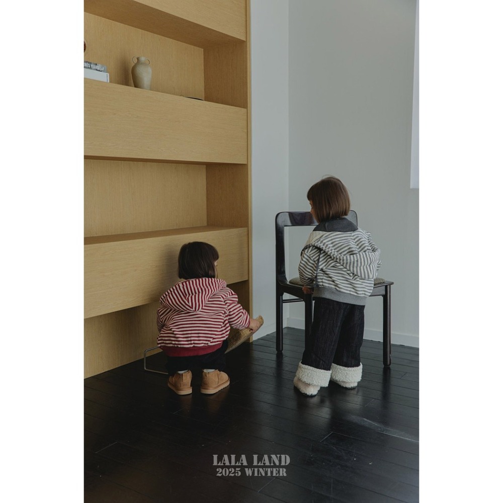 25冬 正韓 lalaland 橫條連帽外套 兩色-細節圖5