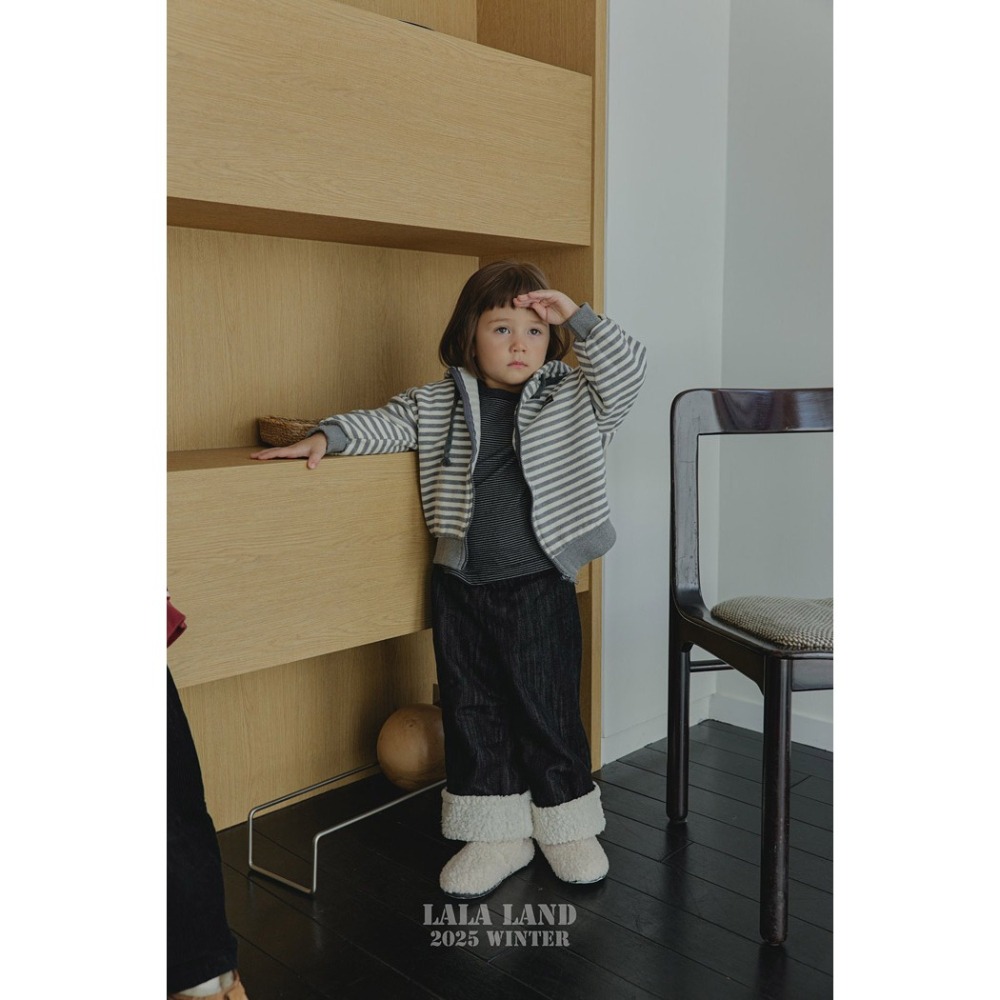 25冬 正韓 lalaland 橫條連帽外套 兩色-細節圖7